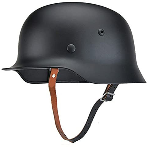 SYLPHID Outdoor WW2 Deutschland M35 Stahlhelm Stahlhelm Weltkrieg Bundeswehr Helm mit Lederfutter (Schwarz)