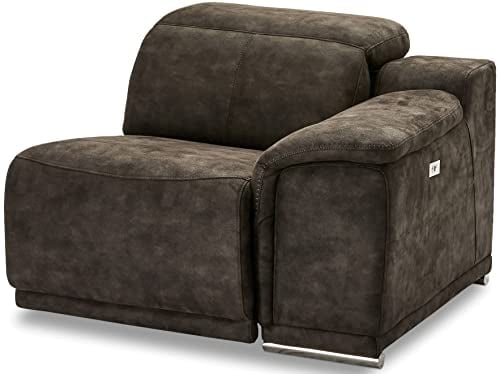 Ibbe Design Modul Sofa Braun Stoff 1 Sitzer mit Armlehne Rechts Elektrisch Verstellbar Relaxfunktion mit mit verstellbare Kopfstütze Alexa, 105x102x73 cm