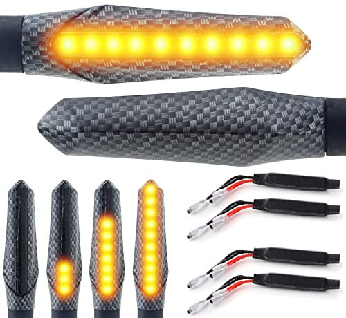 Area1 Motorrad LED Blinker e-geprüft Carbon-Look 2 Stück/M8 + Widerstände für z.B. Duke 690 SMC/R MT07 MT09 MT125 Z900 Z650 Z500 Z125 CMX CB Hornet SV650 GSXS R12 S1000 F750GS R1250GS