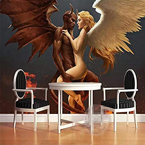 Moderne Engel und Teufel Liebe Hotel Paar Hostel Sexy Professional Wandbild Tapete für Wohnzimmer Schlafzimmer Hote wandpapier fototapete 3d effekt tapete tapeten Wohnzimmer Schlafzimmer-200cm×140cm