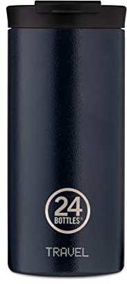 Lot de 24 gobelets de voyage isothermes en acier inoxydable de qualité alimentaire de couleur bleu foncé, 600 ml