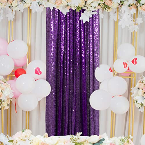 Pailletten Hintergrund Vorhang 60 cm x 2,4 m Höhe Mintgrün Glitter Hintergrund Hochzeitsdekor Fotografie Hintergrund Duschvorhang Wohnkultur Kleiner Paillettenvorhang Babyparty (2FTx8FT, Lila)
