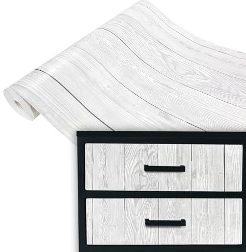 DecoMeister pellicole adesive effetto legno decorative decorazioni in pellicola autoadesiva a per mobili venatura del legno 45x100 cm tavole di legno bianche venatura legno Shabby