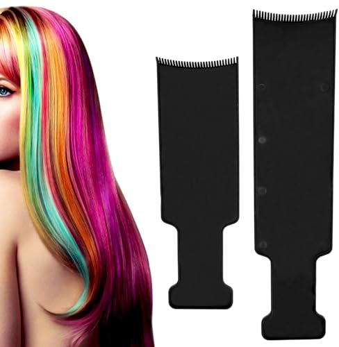HURRISE 2 Stück Highlighting Board mit Zähnen,Flat Top Comb Paddle Kammbrett Kamm Haarfärbeset Für Home Salon Verwendet,Haarfärbepinsel zum Haarfarben Färben DIY Friseur Tönungswerkzeug