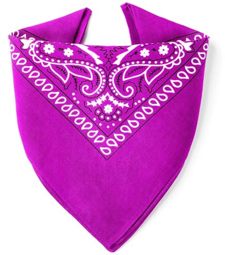...KARL LOVEN Bandane 100% cotone per donna uomo Bambini fazzoletto da collo bandana Viola originale motivo paisley copricapo sciarpa per capelli collo polso testa cravatta motociclista