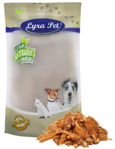 Lyra Pet® 1 kg Wrap mit Hühnerfleisch und Fisch | Geschmackvoller Kausnack | Belohnungs- und Trainingssnack | Proteinreiches Leckerli für alle Hunde | Fettarmes Hundefutter | Wiederverschließbar