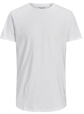 JACK & JONES Herren Basic T-Shirt Plus Size | Rundhals Kurzarm Shirt | Übergrößen Shortsleeve JJENOA, Farben:Weiß, Größe:3XL