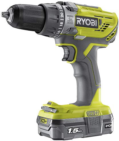 Ryobi ONE+ 18V 1.5Ah Cordless Brushed Forward & Reverse Percussion Drill 1 Battery R18PD3-115GK