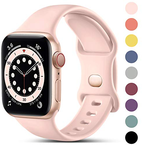 CeMiKa Cinturino Compatibile per Apple Watch Cinturino 38mm 40mm 41mm 42mm 44mm 45mm 46mm 49mm, Silicone Cinturini di Ricambio per iWatch Series 10 9 8 7 6 5 4 3 2 SE, 38mm/40mm/41mm-S/M, Rosa Sabbia