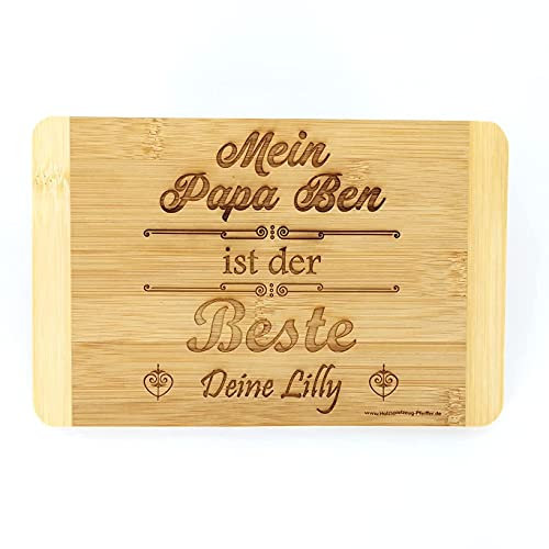 Frühstücksbrettchen Frühstücksbrett Stullenbrett Holzbrett Name Schriftzug Wunschtext Widmung Holz Brett Küchenbrett Brotbret Schneidebrett Schneidebrettchen Brotzeit (Mein Papa, Klein)