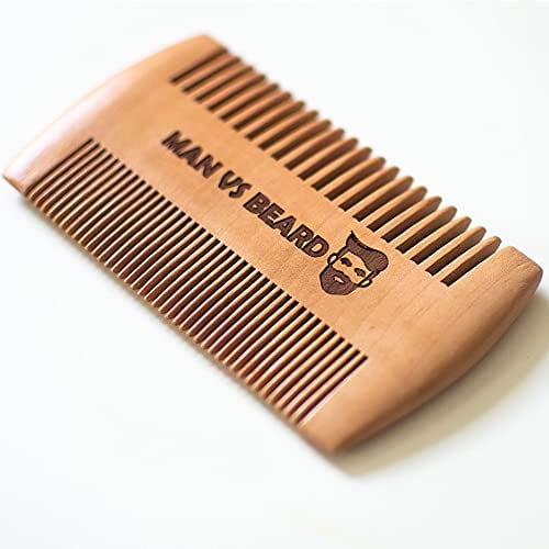 Man vs Beard™ Original Antistatic Wooden Beard Comb, Coarse & Fine Teeth, Moustache & Beard Grooming
