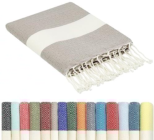 furora Holiday Strandtuch groß 100x200 cm: Baumwolle, leicht lang dünn kompakt - Premium Qualität | Hamamtuch Saunatuch, Fouta Strandhandtuch XXL | Damen & Herren Badetuch Stranddecke Picknickdecke