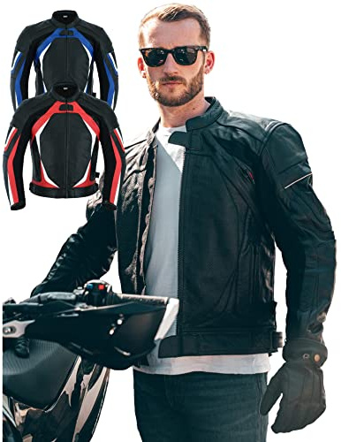 Texpeed Mens Motorcycle Leather Armoured Racing Jacket [AAA] | Black: L | EN 17092 Motorbike Reinforced Garment, EN 1621-1 [Level 1] Flexible Biker Armour, Winter Lining, Genuine Perforated Leather