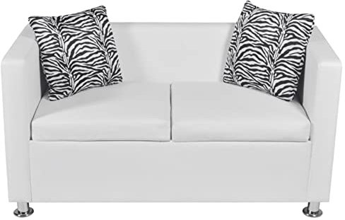 Susany 2-Sitzer-Sofa Sofaset Wohnzimmersofa Couch Loungesofa Couchsofa Gartensofaset Polstergarnitur Wohnlandschaft Fuer Wohnzimmer & Balkon & Garten Kunstleder Weiß