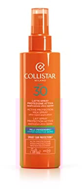 Collistar aktive Spray-Sonnenschutzmilch für hypersensible Haut, LSF 30, ideal für empfindliche/reaktive Haut, für Gesicht und Hals, wasserfest, 200 ml