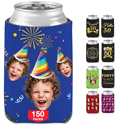 Glacières de canettes d'anniversaire personnalisées en vrac pour bouteille de bière avec photo de visage
