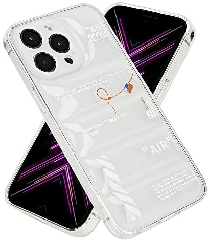 FANCOOFF Puffer Case for iPhone 14 Pro Max, Clear White and Black, Cool Sport Shoes Pattern,Military Drop Protection Soft TPU Material Puffy Cover for iPhone 14 Pro Max (White)