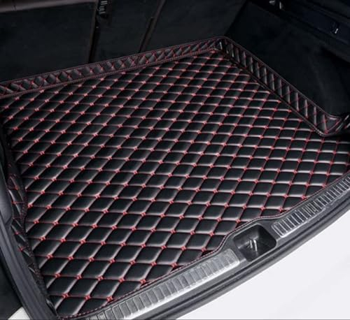 CUPLES Auto Leder Kofferraummatten für Jeep Grand Cherokee IV (WK2) 2011-2021, Dauerhaft rutschfest Wasserdicht Fracht Schutzmatte,-Black red