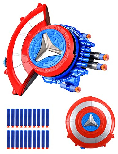 PIUMOJ Shield Launcher, Captain Schild, Defensive Shield and Shield Launcher, Hero's Launcher, Schild Weiche Bullet Launcher Spielzeug, Cosplay Requisiten Geschenk für Kinder