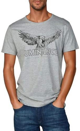 riverso Tshirt Herren Baumwolle Regular Fit RIVLeon Rundhals Kurzarm Sommer Tee Shirt Print, Größe:4XL, Farbe:Grey Melange Standard 1 (SJD)
