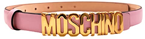 Moschino Gürtel Couture matt rosa kleines Logo gold tg 42, Rosa, 36