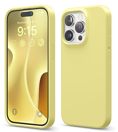 elago Flüssig Silikon Case Kompatibel mit iPhone 15 Pro Hülle, Premium Silikon Handyhülle, Ganzkörper Schutzhülle [4 Lagige Stoßfeste Struktur], Kratzfestes Weiches Mikrofaserfutter (Gelb)