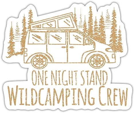 Spreadshirt Wildcamping Crew - Für Spontancamper Sticker, max. 10 x 10 cm, 10 x 10 cm, Mattweiß