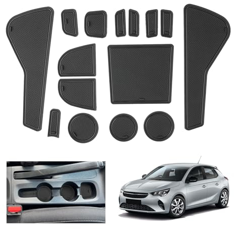 GAFAT Kompatibel mit Opel Corsa F 2020-2024 2025 (Manuelle Bremse) Antirutschmatten, Corsa F 2024 Gummimatten rutschfest Non-Slip, Mittelkonsole Türnaht Matten [Nicht für Automatik & EV] (Schwarz)