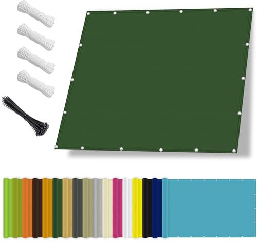 Sonnensegel wasserdicht 1x1.7M,Sonnenschutz- und Wetterschutz-Markise, UV-Schutz Schattiernetz mit Ösen und Kordel für Garten und Terrasse-Dunkelgrün