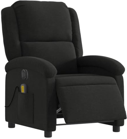 vidaXL Massagesessel Elektrisch, Sessel Verstellbare Rückenlehne Fußteil, Fernsehsessel Relaxsessel mit Liegefunktion, Liegesessel Polstersessel Ruhesessel, Schwarz Stoff