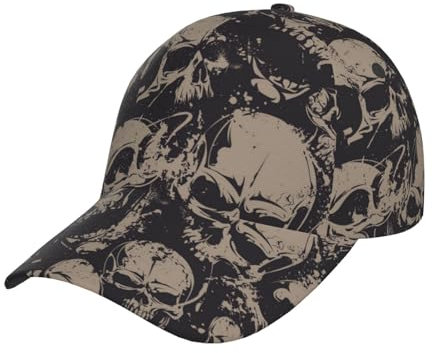 Hysdpuzk Baseballkappe mit gebogenem Rand und Augenaufdruck, aus Polyester, für alle Jahreszeiten und Geschlechter, Coole Totenkopf-Grafik, Einheitsgröße