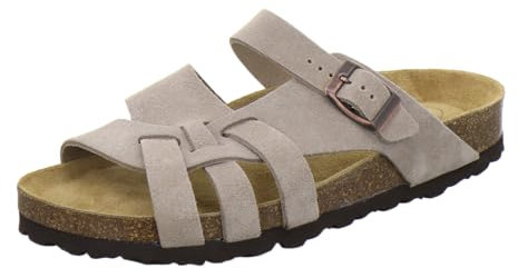 AFS-Schuhe 2122, Damen Pantoletten aus echtem Leder, hochwertige Hausschuhe für Frauen mit Eva-Sohle, Made in Germany (39 EU, Quarz Velour)