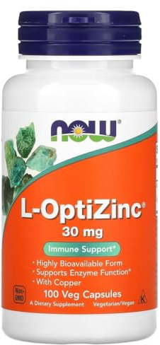 Now Foods – L-OptiZinc 30mg | Highly Absorbable Zinc for Immune and Skin Health – 100 Veg Capsules