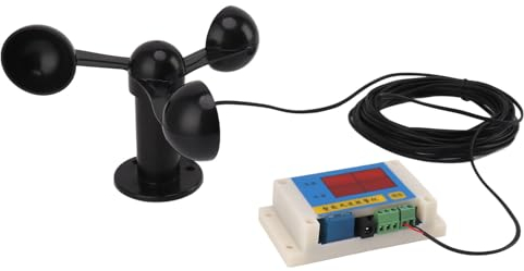 Topyond Windmesser,Windgeschwindigkeits Alarmgerät Mit 3 Lüfterflügeln,Turmdrehkran Anemometer,Windmesser Windmessgerät,USB,5V, Hohe Präzision,für Den Außenbereich, Intelligenter Alarm
