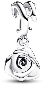 BEEUVIP Pendente rosa fiorito Charm per bracciali, ciondoli in argento 925, perline per collane, per la festa della mamma, compleanno