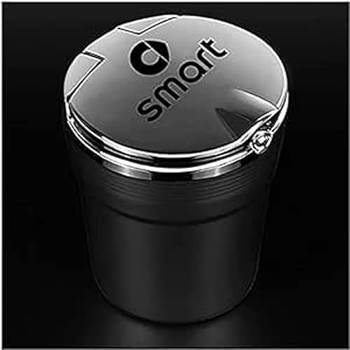 LMYSLCDW Auto Aschenbecher für Smart 451 Brabus Smart Fortwo 453,Flammhemmender Selbstlöschend Rauchfreien Aschenbecher Geruchsdicht Zigarettenkippenfass Auto Accessoires