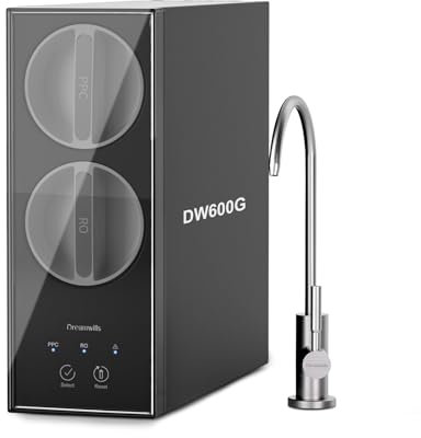 Dreamwills Reverse Osmosis Water Filter System, 8-Stage RO Water Filtration, 600 GPD High Water Flow, 3:1 Pure to Drain Ratio, Tankless Compact Design, Reduce TDS, Undersink, USA Tech Support
