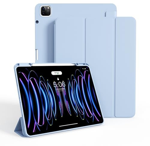 KVTVOU für iPad Air 13 Zoll Hülle (2025 M3 / 2024 M2), für iPad Pro 12,9 Zoll 6. / 5. Generation 2022/2021, Weiche Ultradünn Hülle mit stifthalter für iPad Air/Pro, Auto Wachen/Schlafen, Hellblau