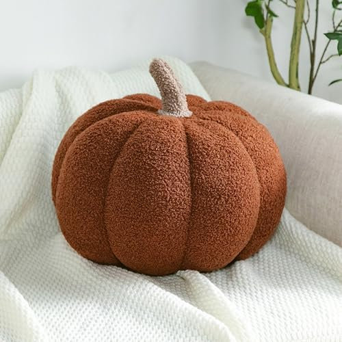Ventouse Kürbis Kissen, Pumpkin Pillow, Halloween Kürbis DekokissenKürbis Kissen, Weiche Plüschkissen Herbst Pumpkin Pillow Kürbis Deko, Kürbiskissen Kissen for Home Halloween Decoration(Brown,20cm)