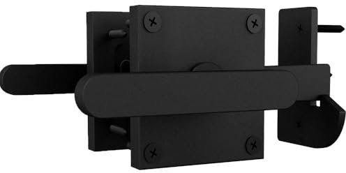 YANGUN Wooden Fence Latch, Double Side Gate Latch, Aluminum Garden Gate Latch, Barn Door Black Aluminum Double Sided Latch for Outdoor Fence, Wooden Gates, Pool Gate, Backyard, Garden(Black)