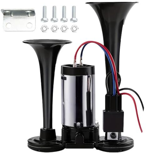 IXYHKB Air Horn 12V, 600DB Super Loud Car Horn, Dual Air Horns, Train Horn with Compressor, Airhorn for Car, SUV, Truck, Boats, Train