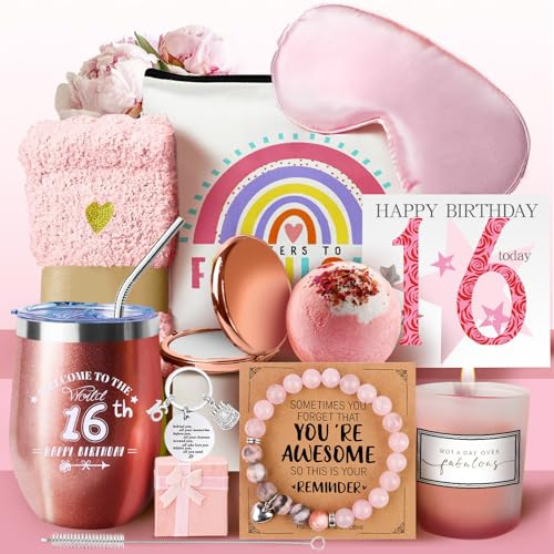 WULAIHO 16th Birthday Gifts for Girls, Happy 16 Years Old Birthday Pamper Set Present Basket, Unique Hamper Gift Ideas for Her, Best Friends, Sisters, Daughter, Niece, Granddaughter Born in 2010