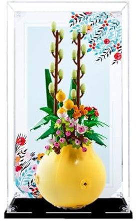 Acryl 3 mm Displaybox für Lego 40588 Blumentopfmodell, transparente staubdichte Displaybox, Aufbewahrungsbox, kompatibel mit Lego 40588 Modell (Modell nicht im Lieferumfang enthalten) (schwarzer