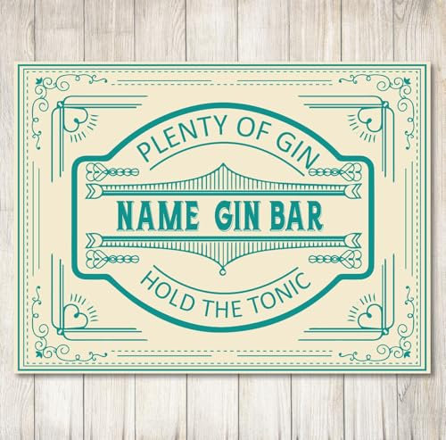 PERSONALISED Gin Bar Sign Cocktail Drinks Custom Metal Sign Plaque Gin Garden Home Bar Gift