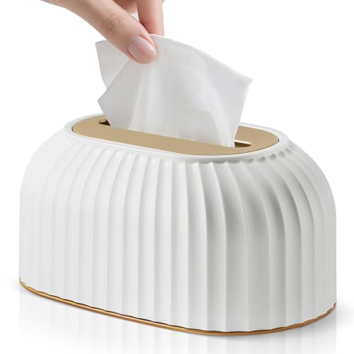 Tuevob Facial Tissue Holder Spring loaded Tissue Box Cube Toilet Paper Towel Dispenser Car Tissue Holder Bathroom Wet Wipe Dispenser Case Napkin Box Kitchen Living Room Decorative Storage Organizer