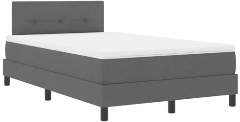 vidaXL Boxspringbett mit Matratze Dunkelgrau 120X190 cm Stoff langlebig kompakt elegant Bettwäsche Schlafzimmermöbel Doppel Topper Rahmen Basis Polstert
