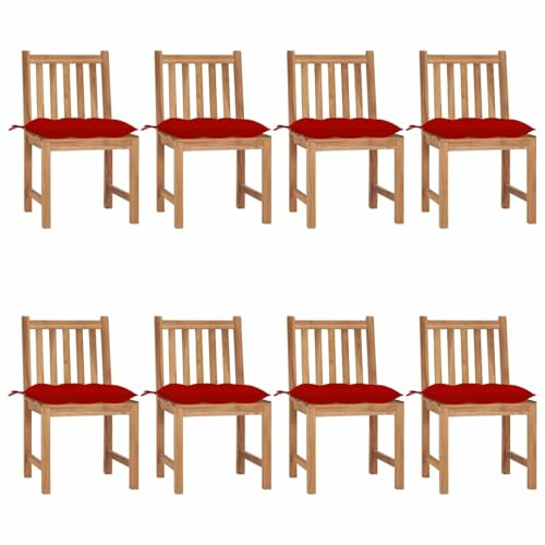 Snsowed Gartenstühle 8 STK. mit Kissen, Balkonstuhl, Möbelsets, Gartensessel, Garten Stühle, Gartenmöbel, Balkon Stühle, Terrassenstühle, Sessel Outdoor, Hochlehner, Massivholz Teak