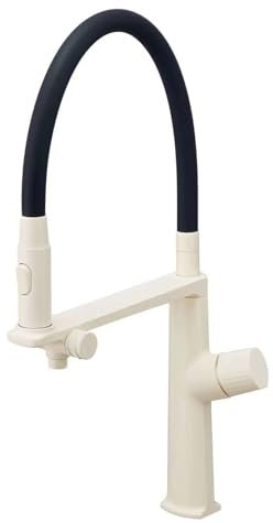 Robinet de Cuisine Robinetterie Mitigeur Cuisine Robinet Filtre à Eau 3 Voies Beige Mitigeur Extractible Flexible Mitigeur Évier avec Douchette Extractible