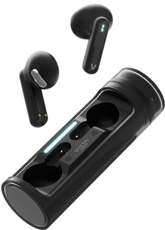 Vieta Pro Auriculares Inalámbricos con Bluetooth 5.4, Control Táctil y Manos Libres. Cascos con Micrófono y Batería de 19h. Auriculares con Caja de Carga Magnética Portátil | Rolling Negro
