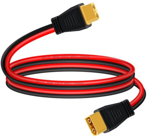 YINGAYOU XT60 Verlängerungskabel 12 AWG 30A XT60 Kabel 12V 24V 36V Vielseitig und Langlebig für Solargenerator, Tragbare Stromstation und Solarpanel (12AWG, 3 m)